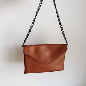 J. Crew Curb Chain Strap Leather Envelope Clutch 90$
